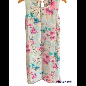 Tommy Bahama tropical print linen shift w raw hem sz l